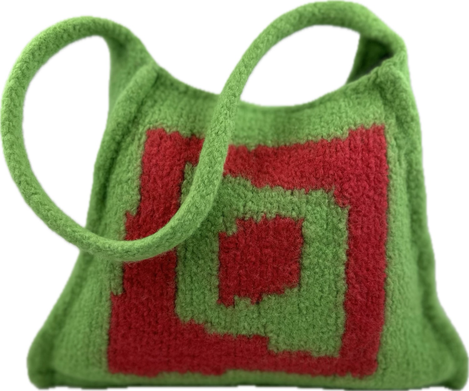 Lime green purse with square pattern