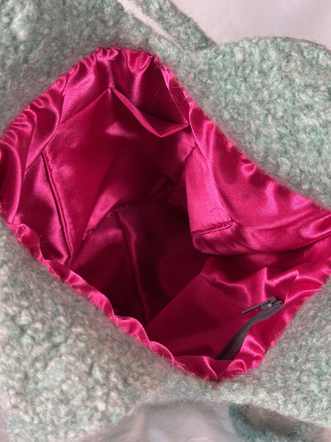 interior view showing pink satin lining