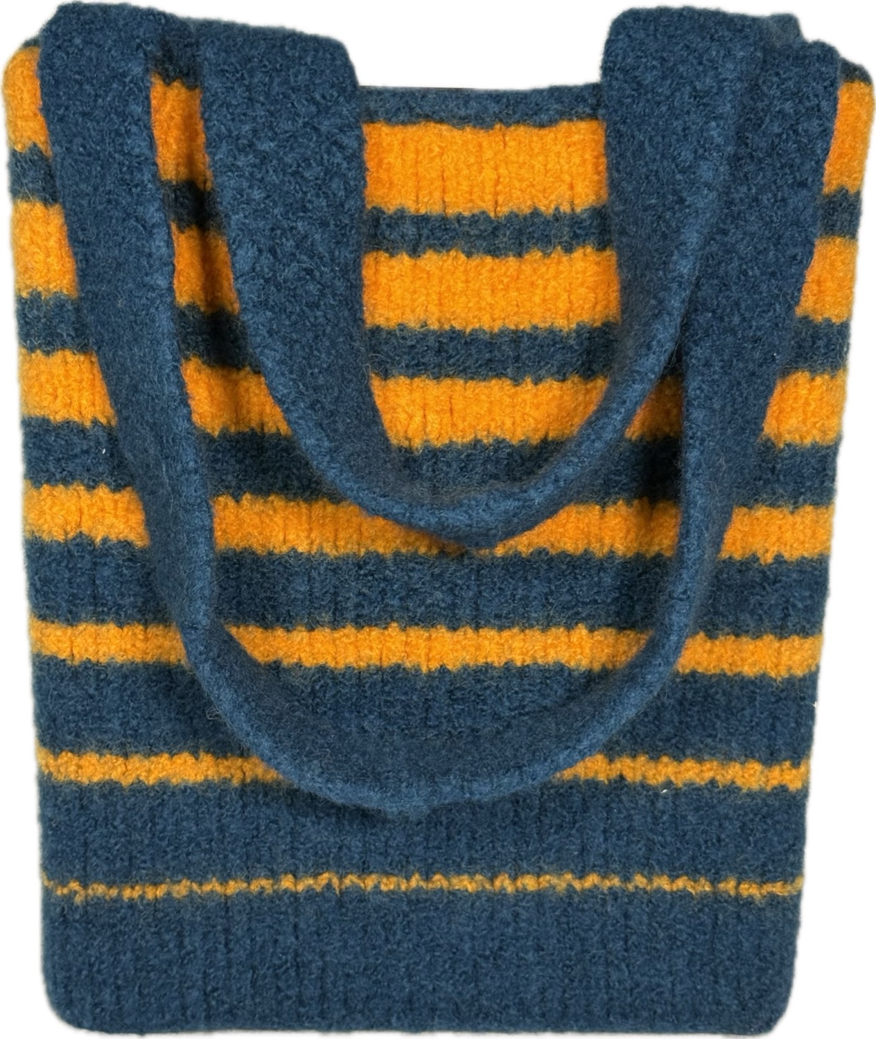 Dark teal and orange felted tote