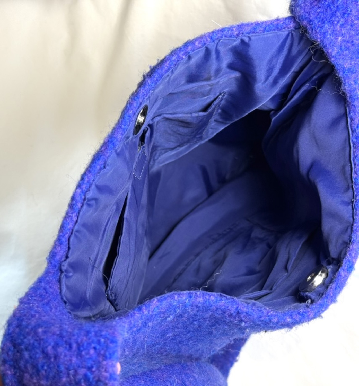 interior view showing navy blue lining